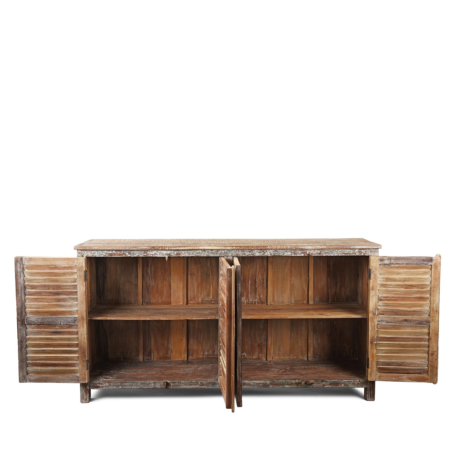 Painted Indian Louvre Cabinet Made From Reclaimed Teak