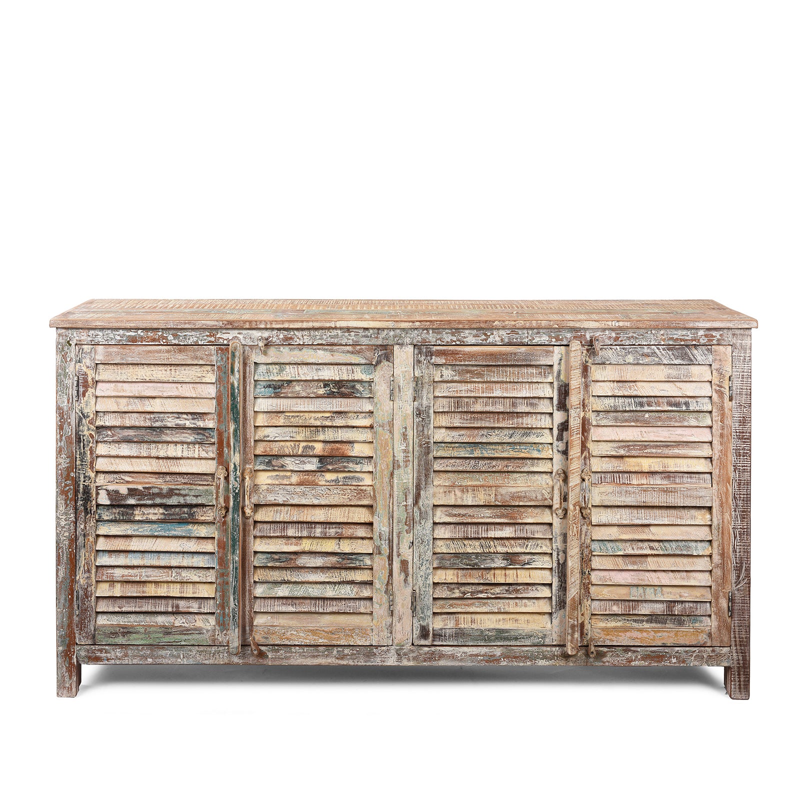 Painted Louvre Sideboard Made From Reclaimed Teak | Indigo Antiques