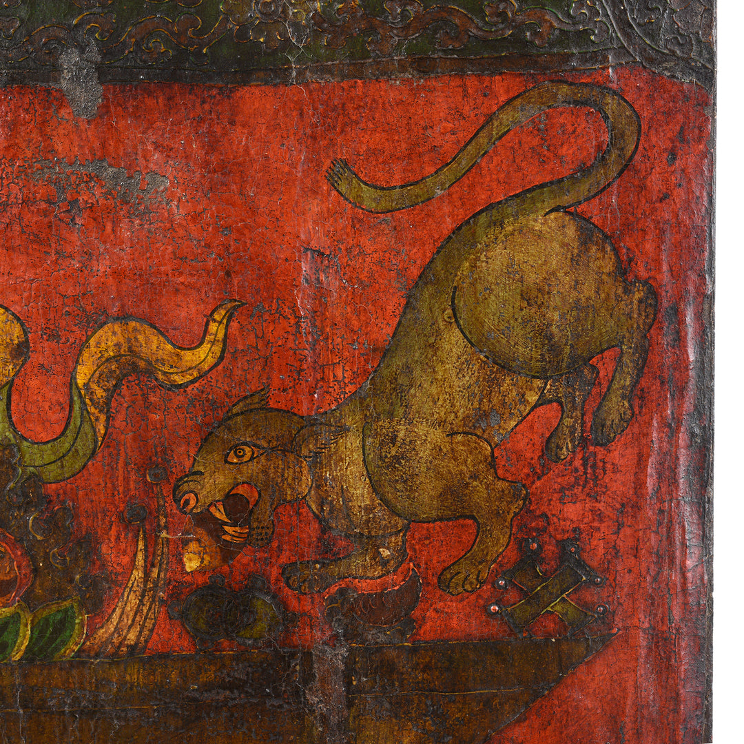 Rat Detail From Vintage Tibetan Door With Original Paint| Indigo Antiques
