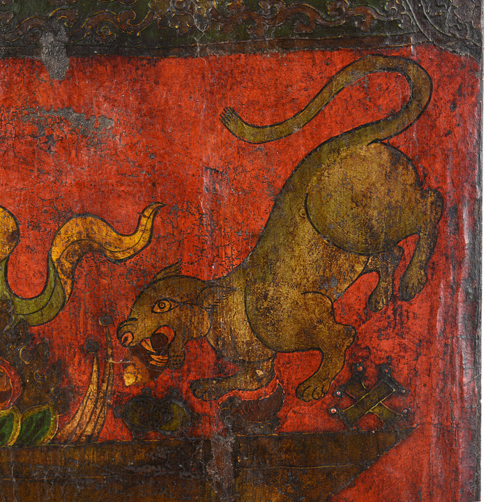 Rat Detail From Vintage Tibetan Door With Original Paint| Indigo Antiques