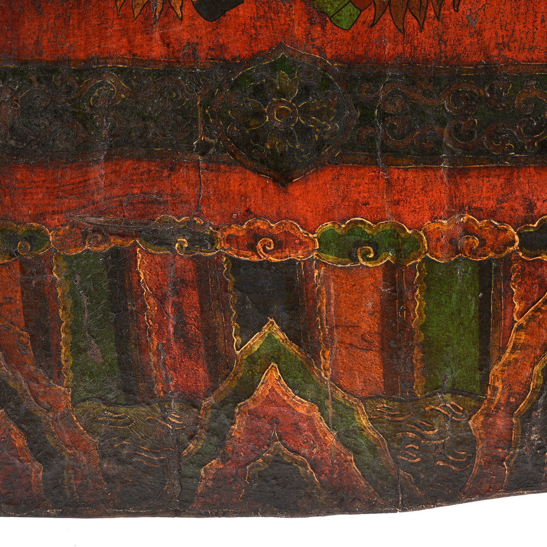 Detail From Vintage Tibetan Door With Original Paint | Indigo Antiques