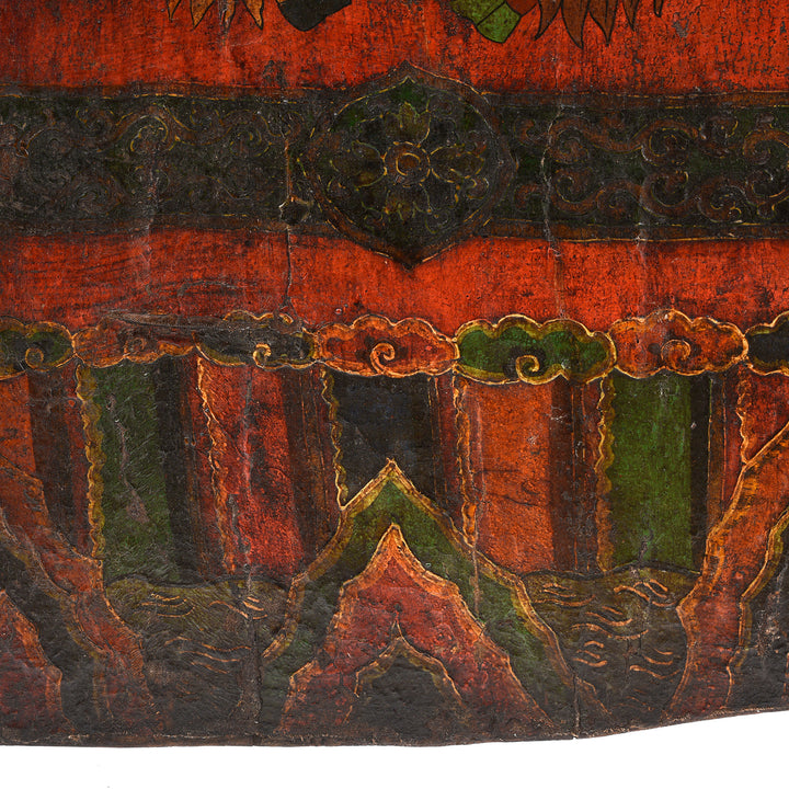 Detail From Vintage Tibetan Door With Original Paint | Indigo Antiques