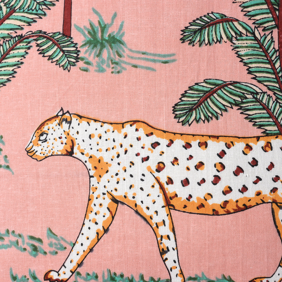 Pink Cotton Jungle Print Cushion with Pad - Various Colours | Indigo Antiques