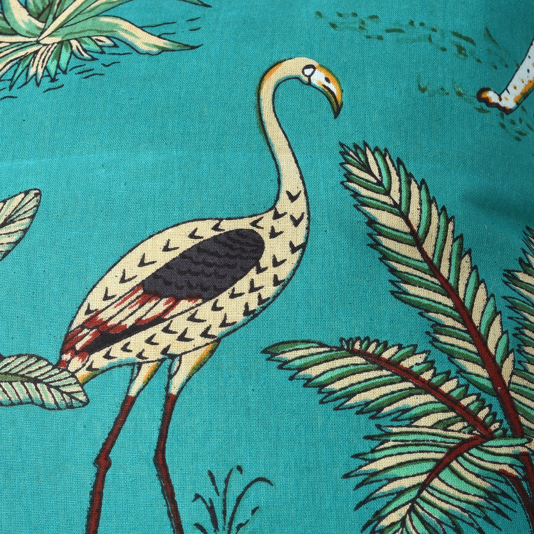 Jade Cotton Jungle Print Cushion with Pad - Various Colours | Indigo Antiques
