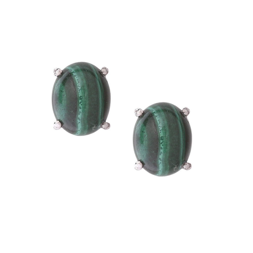 Silver & Malachite Earrings - From Rajasthan