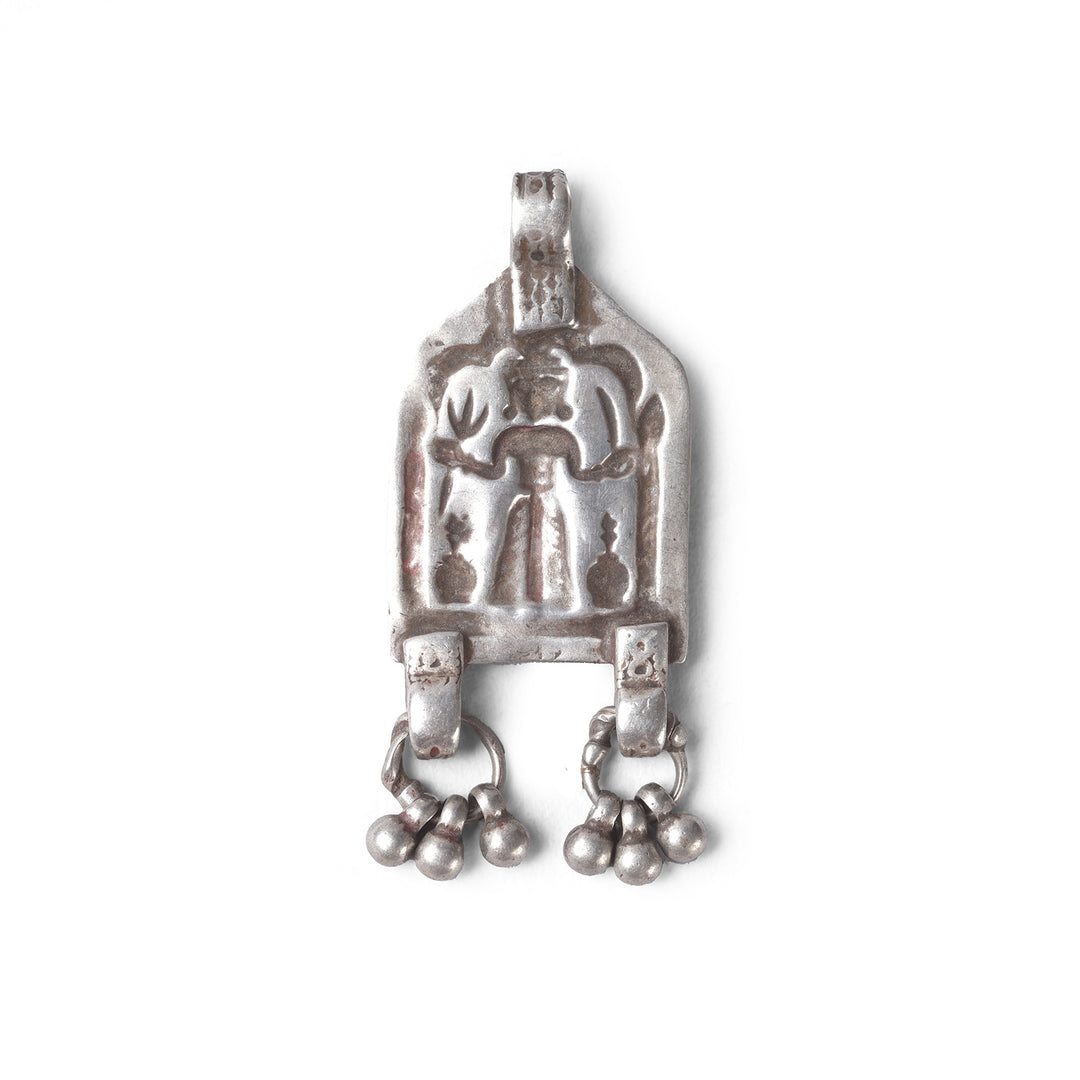 Back Of Antique Tribal Silver Diety Amulet From Rajasthan | Indigo Antiques