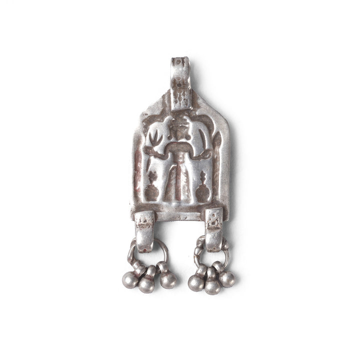 Back Of Antique Tribal Silver Diety Amulet From Rajasthan | Indigo Antiques