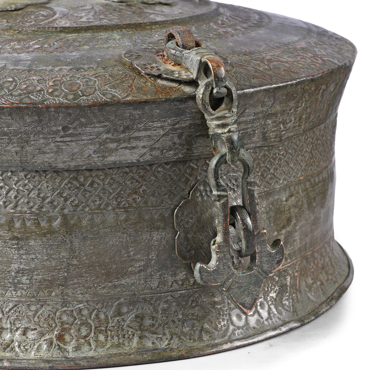 Latch Detail From Antique Indian Copper Paan Box From Kashmir | Indigo Antiques