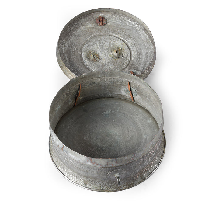 Interior Of Antique Indian Copper Paan Box From Kashmir | Indigo Antiques