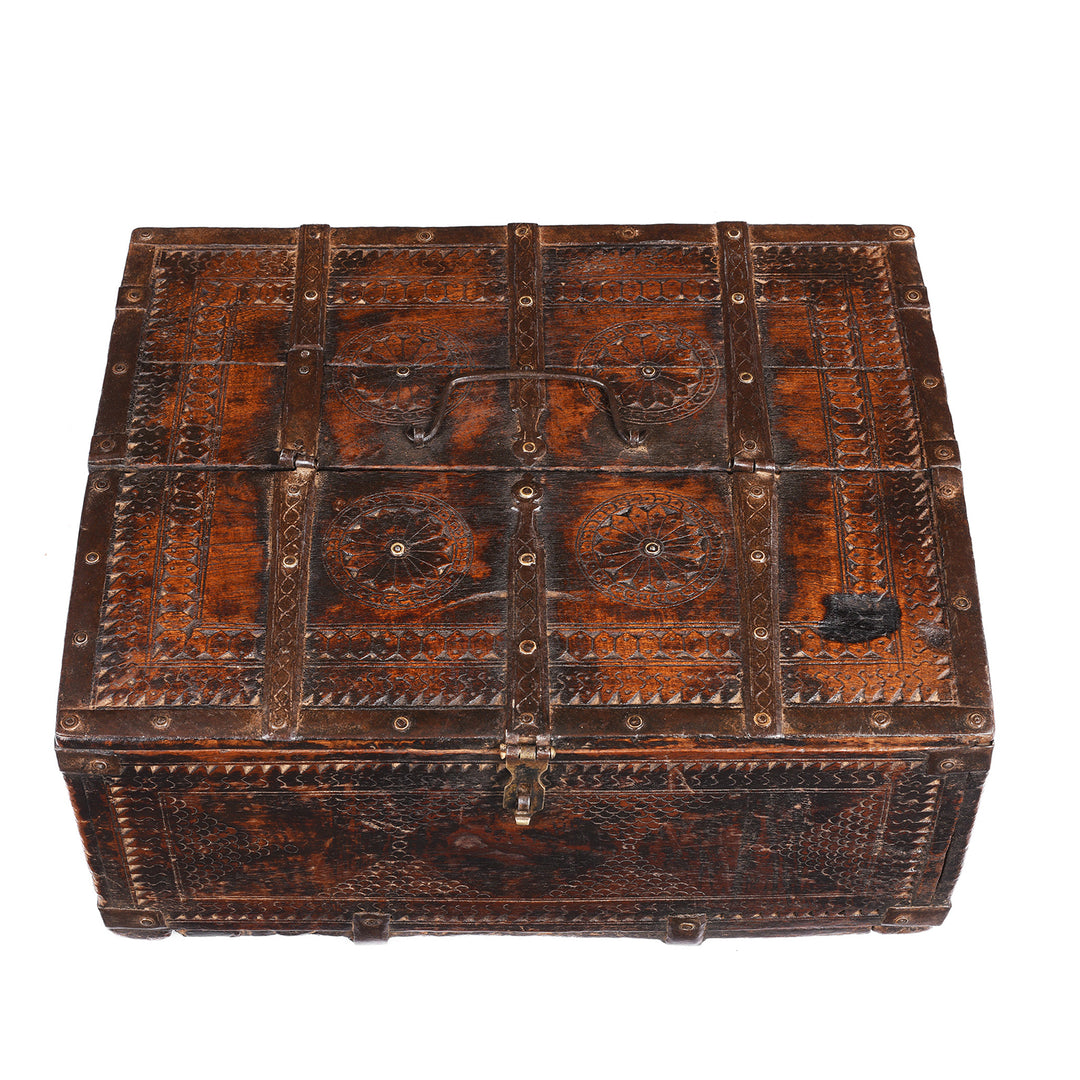 Chip Carved Merchants Box From Rajasthan - 19th Century