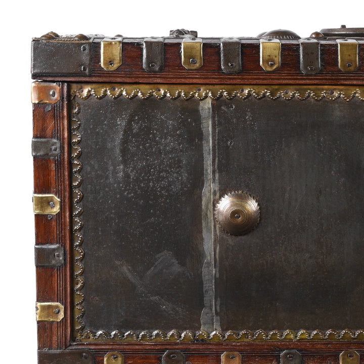 Corner Detail From Antique Indian Shekhawati Trousseau Box | Indigo Antiques