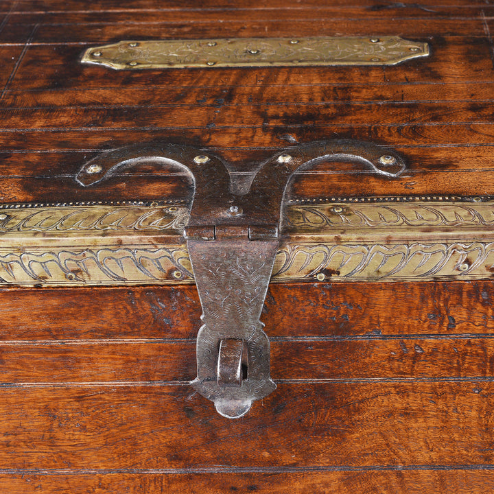Latch Detail From Antique Indian Brass Bound Merchants Box | Indigo Antiques