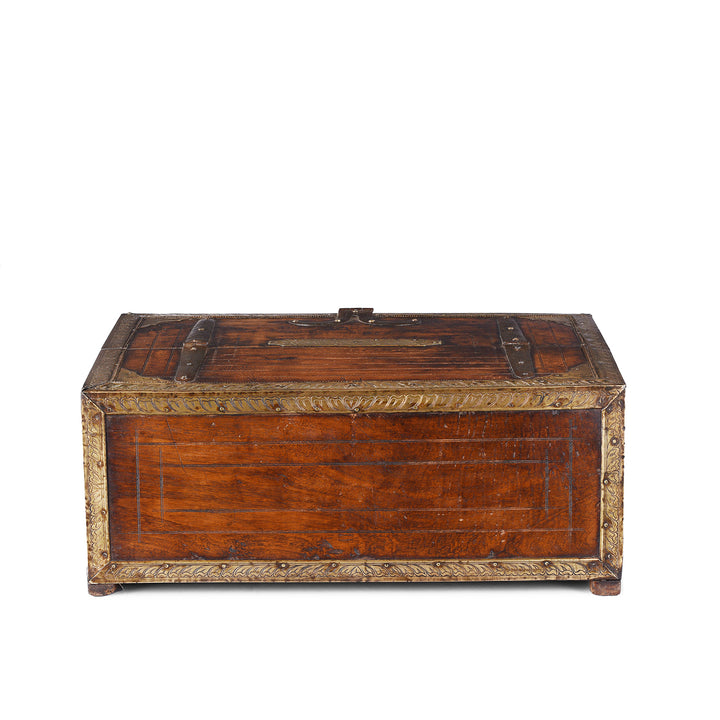 Back of Antique Indian Brass Bound Merchants Box | Indigo Antiques