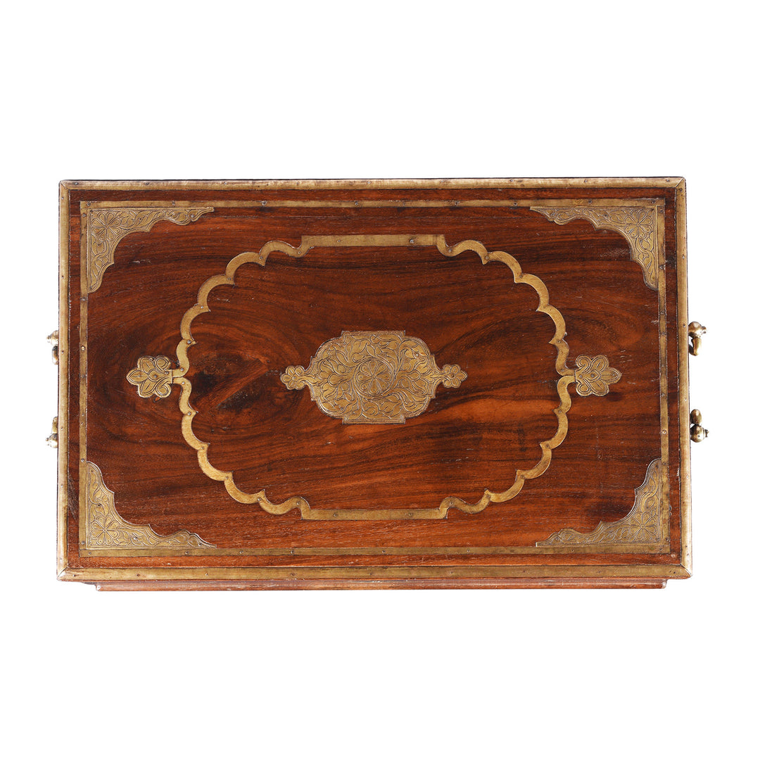 Top Down View Of Antique Brass Bound Rosewood Jewellery Box | Indigo Antiques