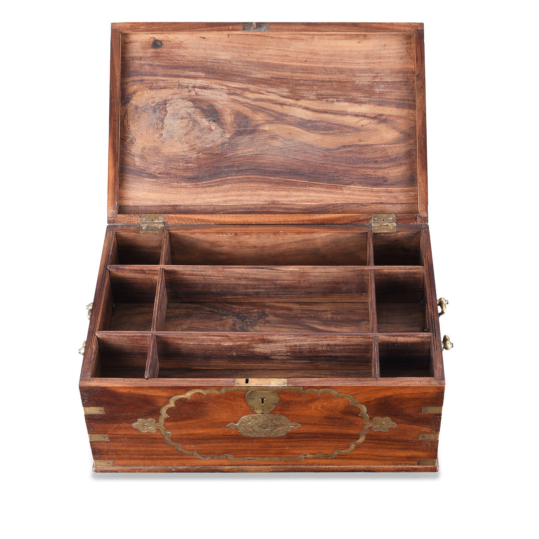 Interior Of Antique Brass Bound Rosewood Jewellery Box | Indigo Antiques