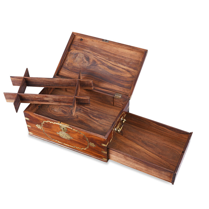 Interior Of Antique Brass Bound Rosewood Jewellery Box | Indigo Antiques