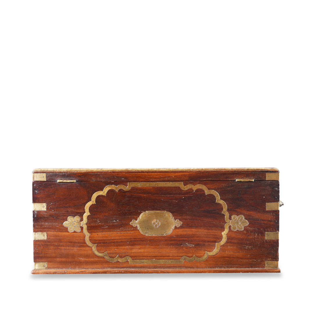 Back Of Antique Brass Bound Rosewood Jewellery Box | Indigo Antiques