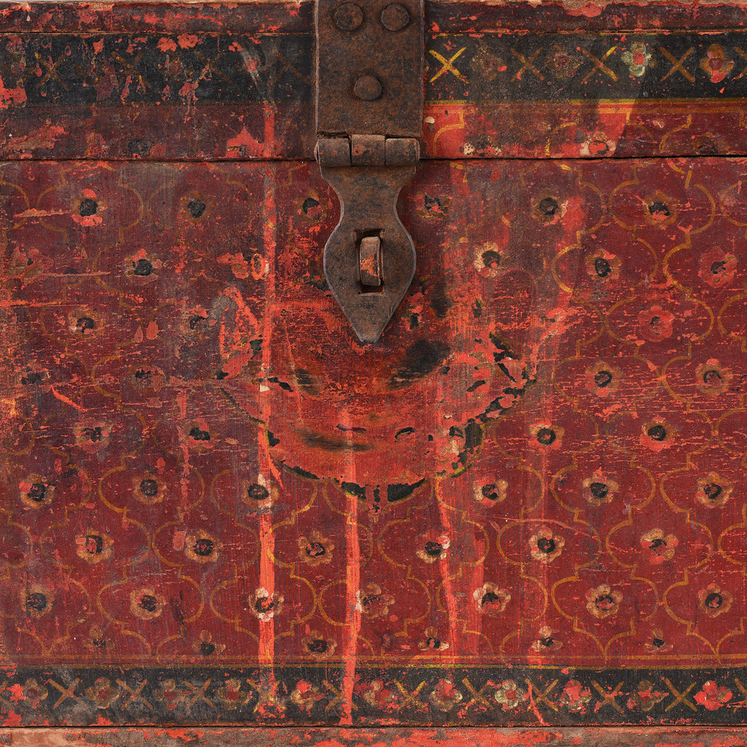 Latch Detail From Antique Indian Painted Jain Book Box | Indigo Antiques