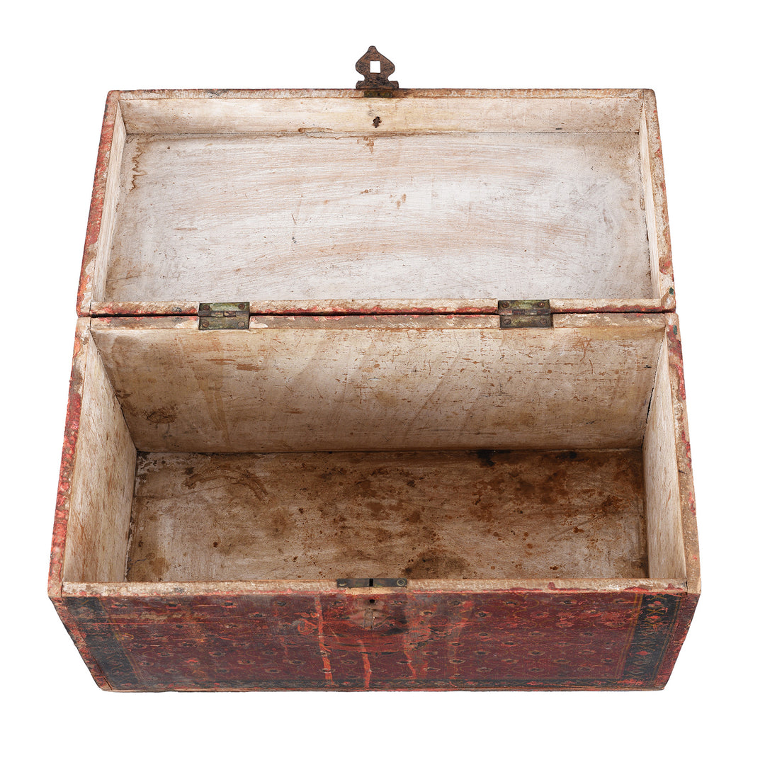 Interior Of Antique Indian Painted Jain Book Box | Indigo Antiques