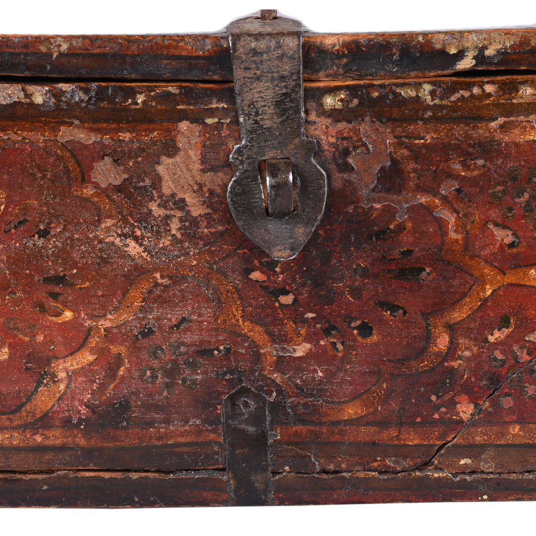 Latch Detail From Painted Shekhawati Teak Dowry Box With Floral Motifs And Iron Fittings Early Nineteenth Century