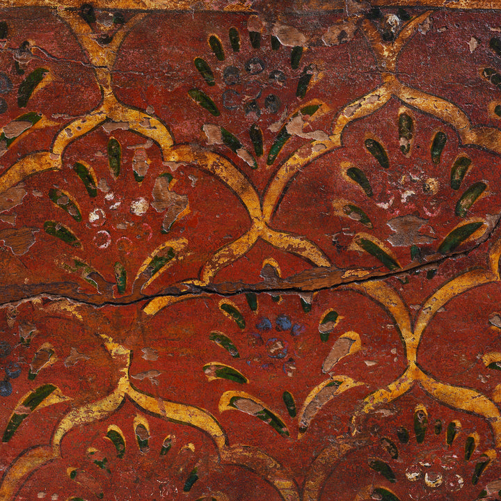 Paintwork Detail From Painted Shekhawati Teak Dowry Box With Floral Motifs And Iron Fittings Early Nineteenth Century