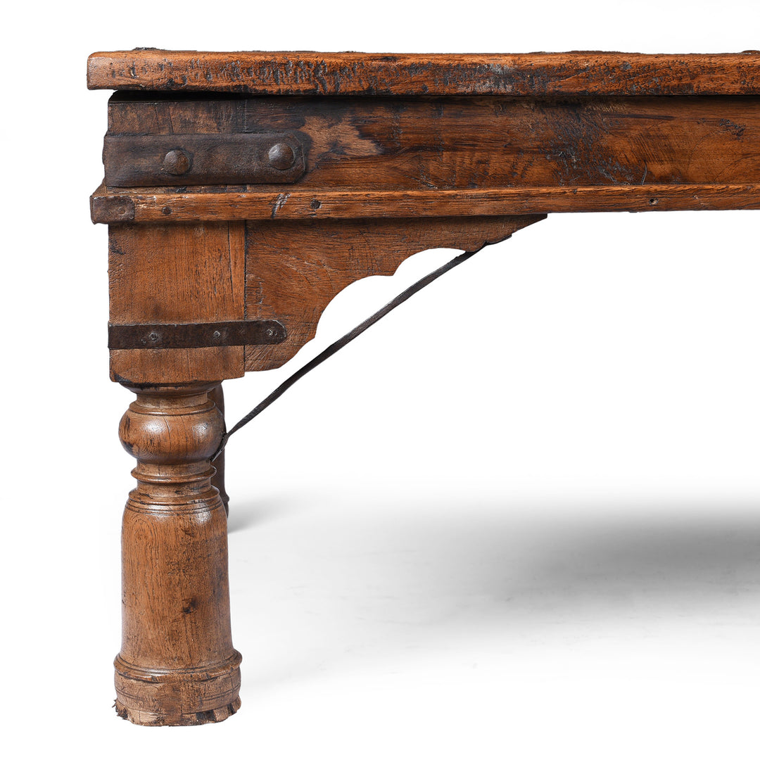 Leg Detail From Antique Indian Takhat Coffee Table From Rajasthan | Indigo Antiques