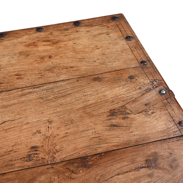 Top Corner Detail From Antique Roheda Wood Takhat Table From Shekhawati | Indigo Antiques