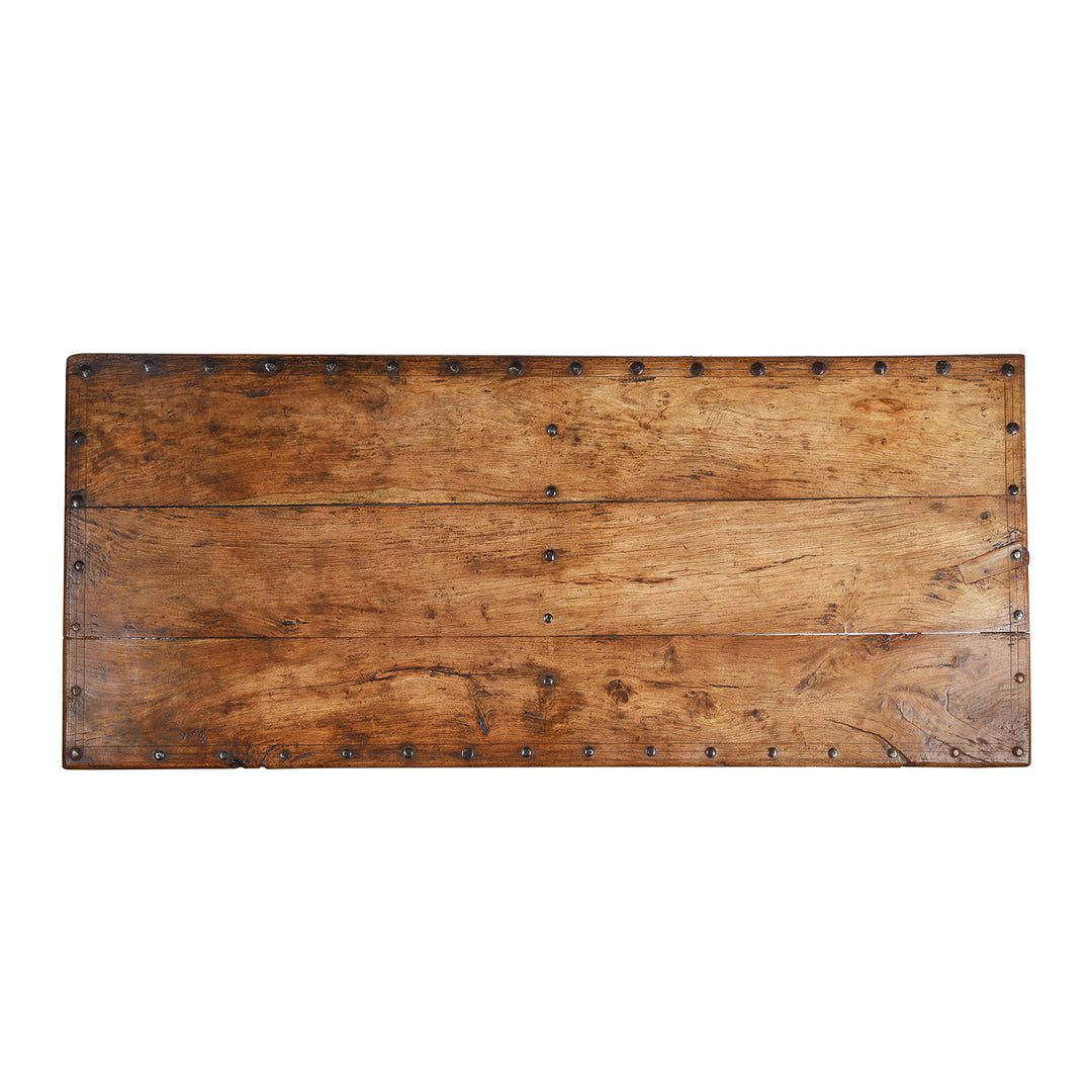 Top DOwn View Of Antique Roheda Wood Takhat Table From Shekhawati | Indigo Antiques