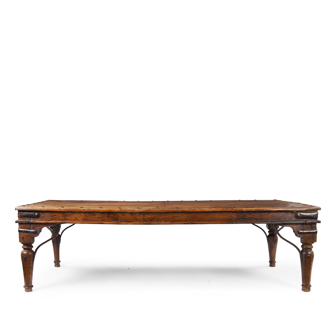 Back Of Antique Roheda Wood Takhat Table From Shekhawati | Indigo Antiques