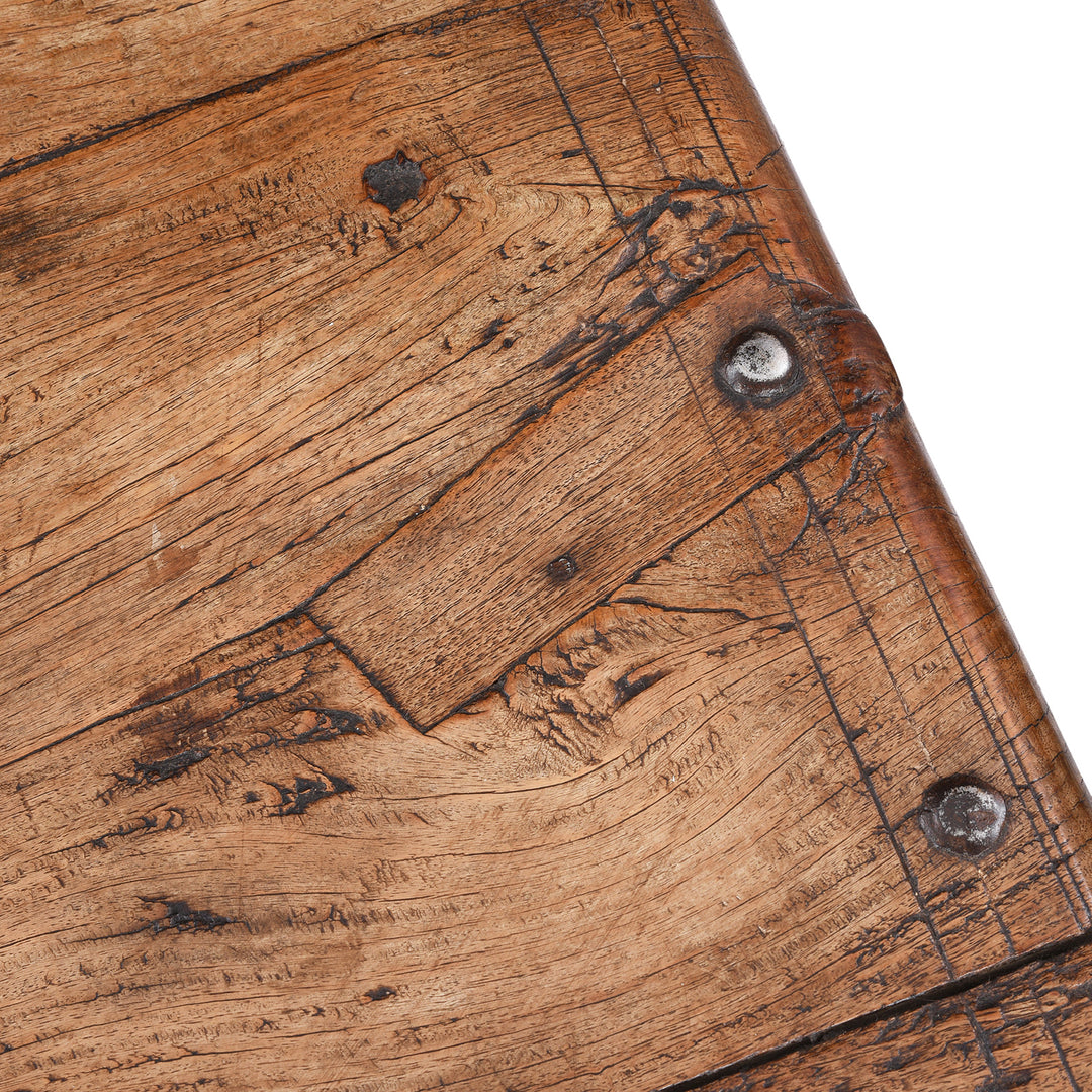 Old Repair Detail From Antique Roheda Wood Takhat Table From Shekhawati | Indigo Antiques