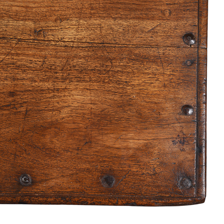 Corner Detail From Antique Indian Teak Takhat Coffee Table | Indigo Antiques