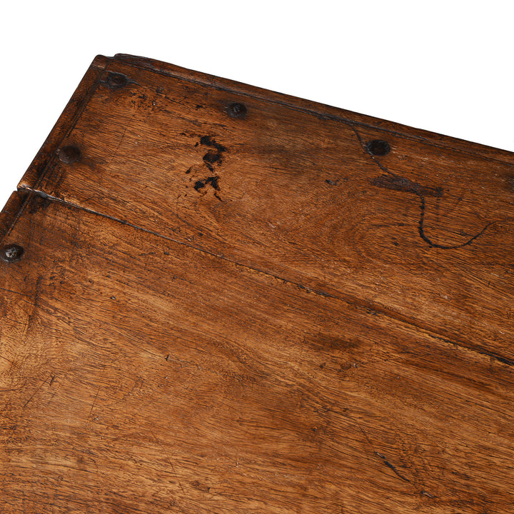 Corner Detail From Antique Indian Teak Takhat Coffee Table | Indigo Antiques