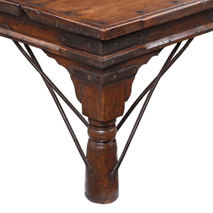 Leg Detail From Antique Indian Teak Takhat Coffee Table | Indigo Antiques