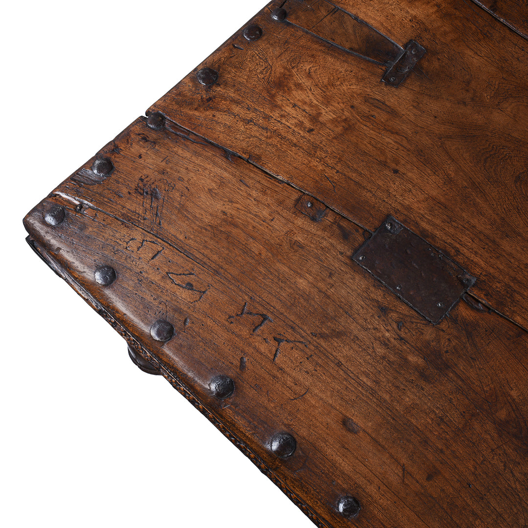 Corner Detail From Antique Indian Takhat Coffee Table From Shekhawati 