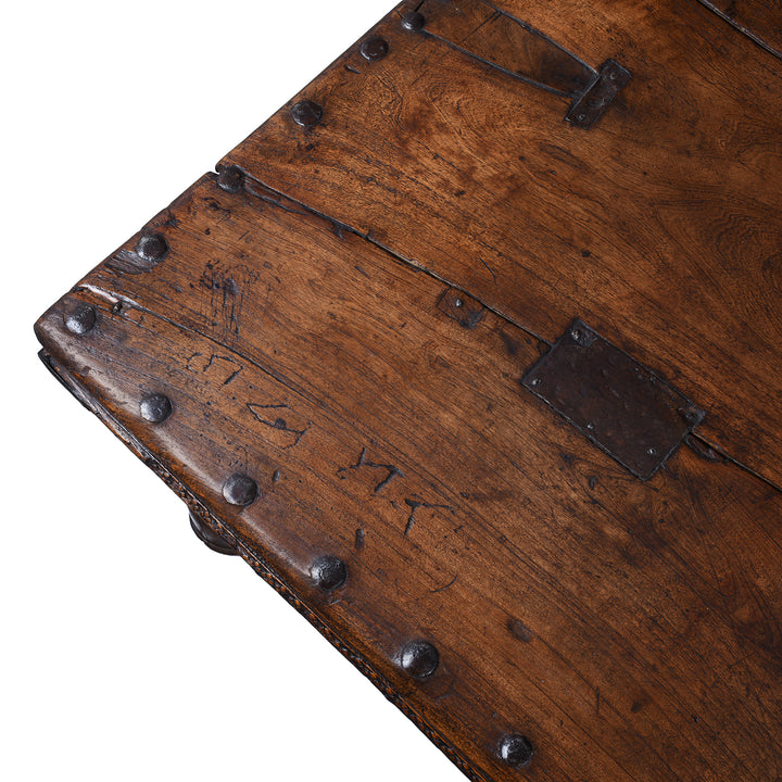 Corner Detail From Antique Indian Takhat Coffee Table From Shekhawati 