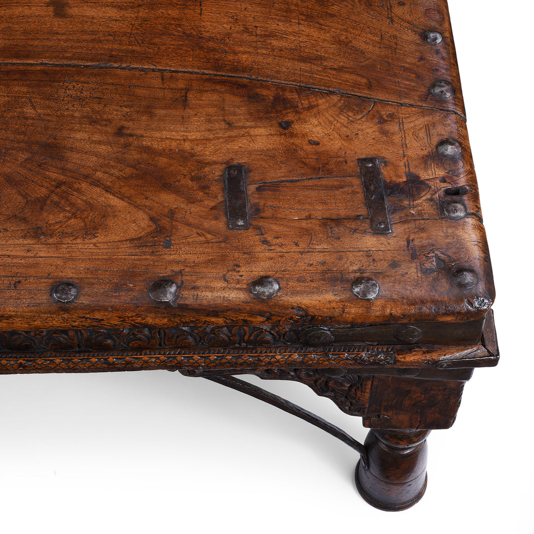Surface Detail From Antique Indian Takhat Coffee Table From Shekhawati 