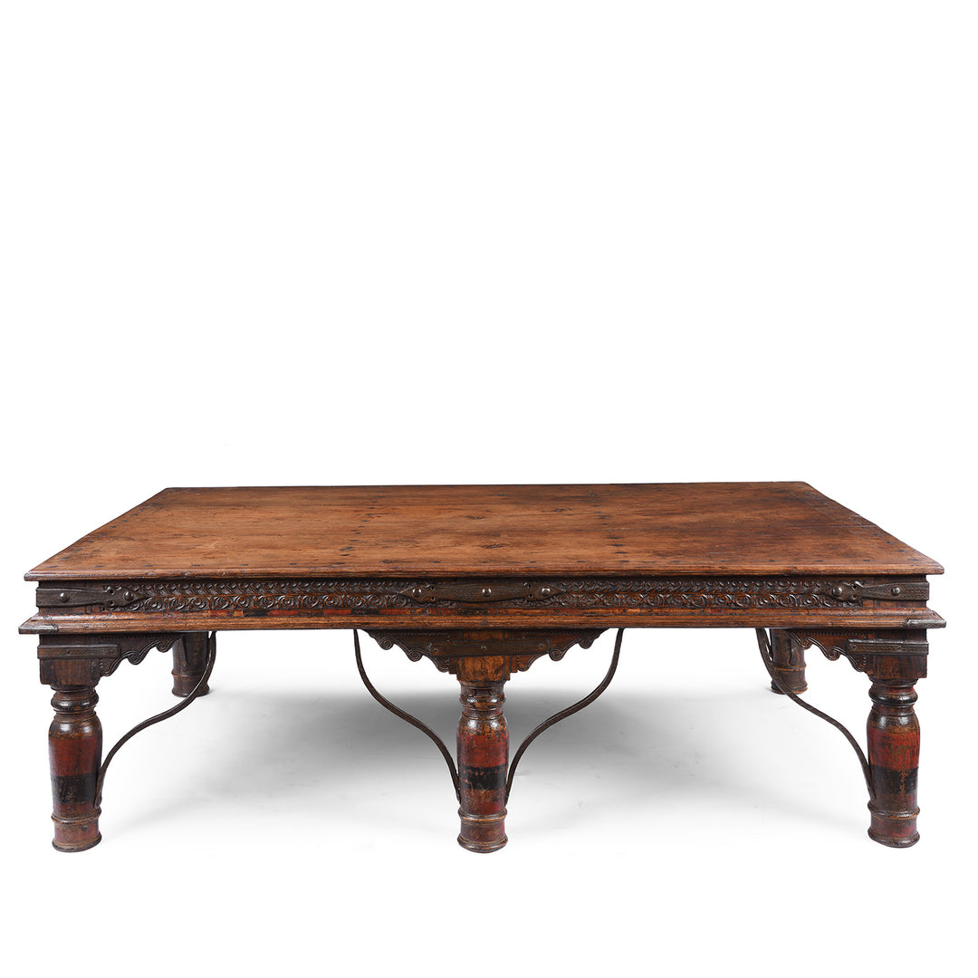 Other Side Of Antique Indian Takhat Coffee Table From Shekhawati  | Indigo Antiques