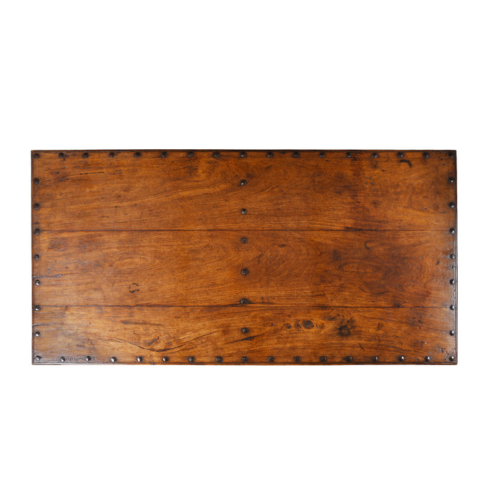 Top Down View Of Carved Roheda Wood Takhat Table From Shekhawati | Indigo Antiques