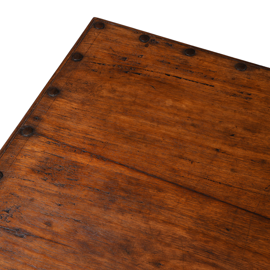 Top COrner Detail From Carved Roheda Wood Takhat Table From Shekhawati | Indigo Antiques