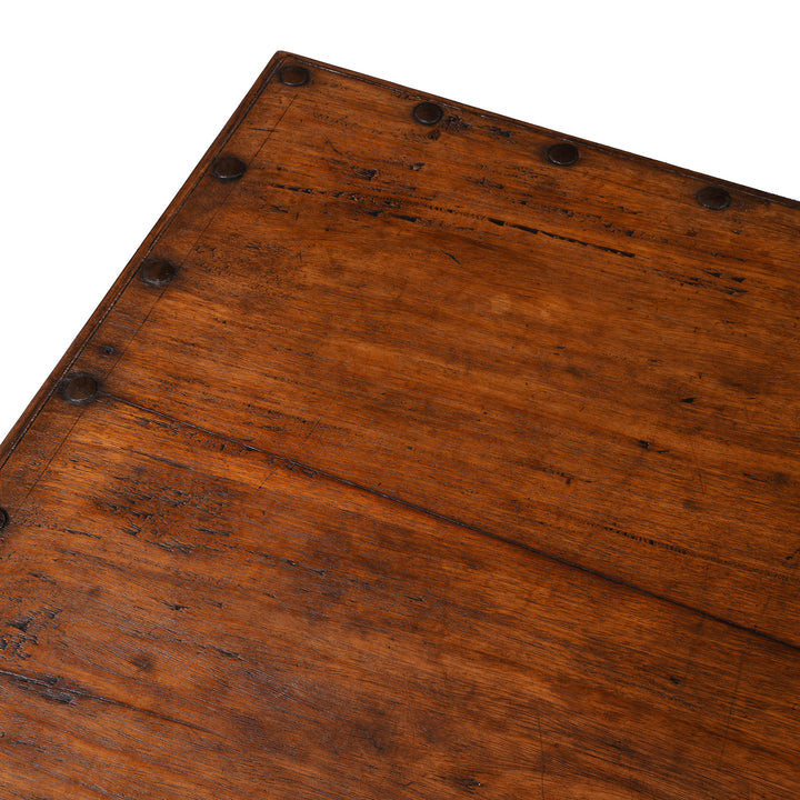 Top COrner Detail From Carved Roheda Wood Takhat Table From Shekhawati | Indigo Antiques