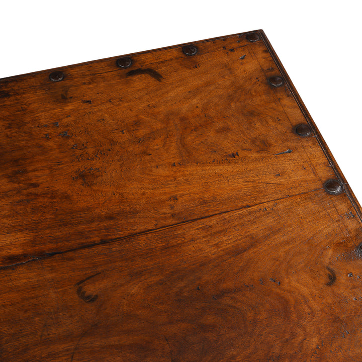 Top COrner Detail From Carved Roheda Wood Takhat Table From Shekhawati | Indigo Antiques