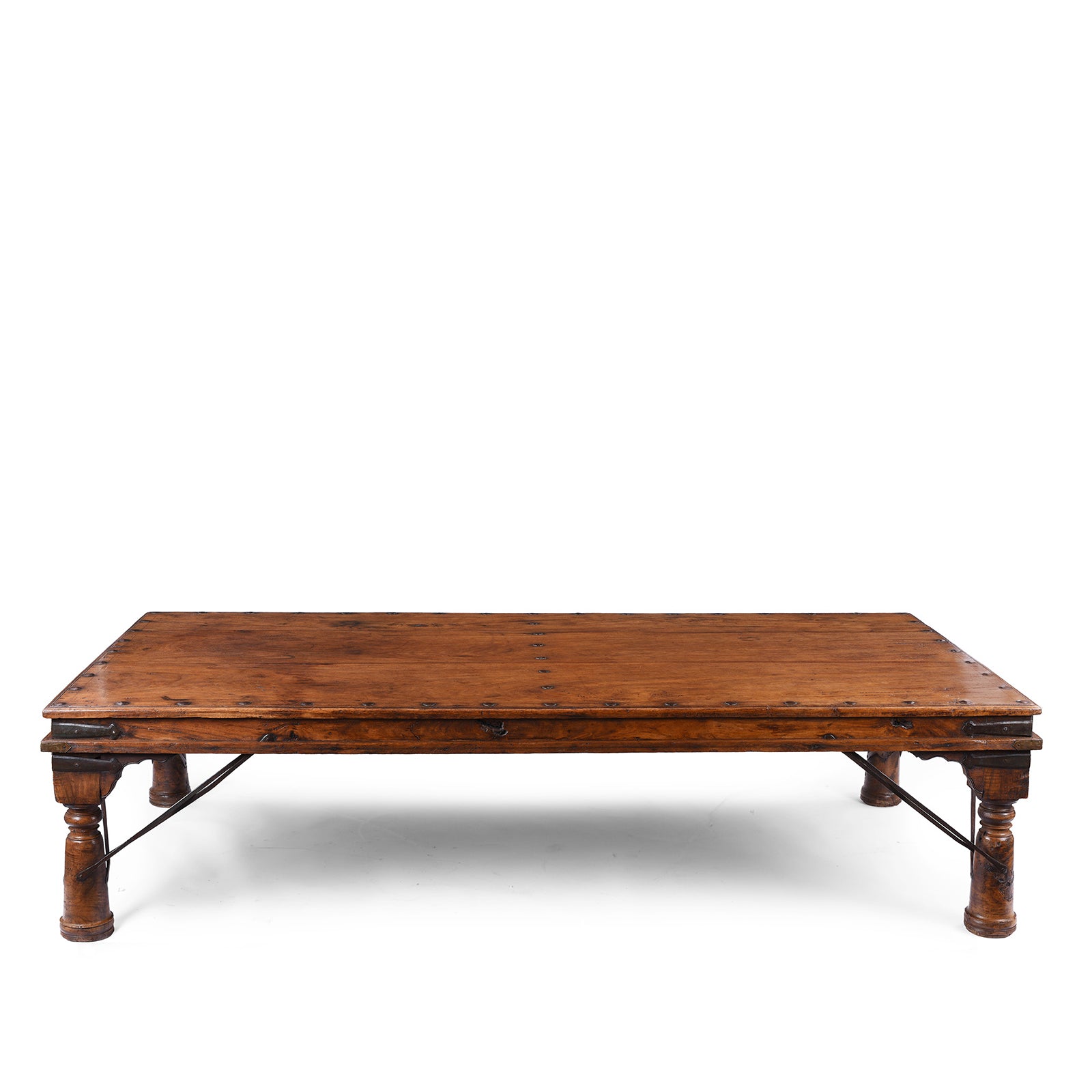 Carved Acacia Wood Takhat Table From Rajasthan - 19thC Carved Acacia Wood Takhat Table From Rajasthan - 19thC