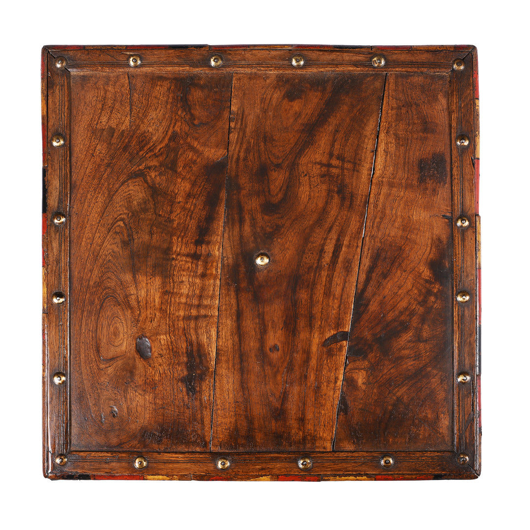 Top Down View Of Antique Small Bajot Low Table From Shekhawati | Indigo Antiques