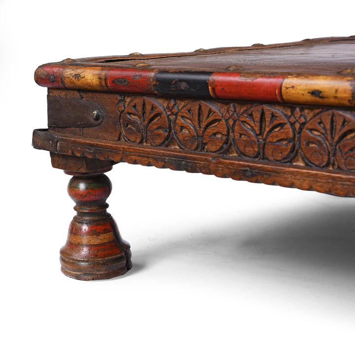 Carving And Foot Detail From Antique Small Bajot Low Table From Shekhawati | Indigo Antiques