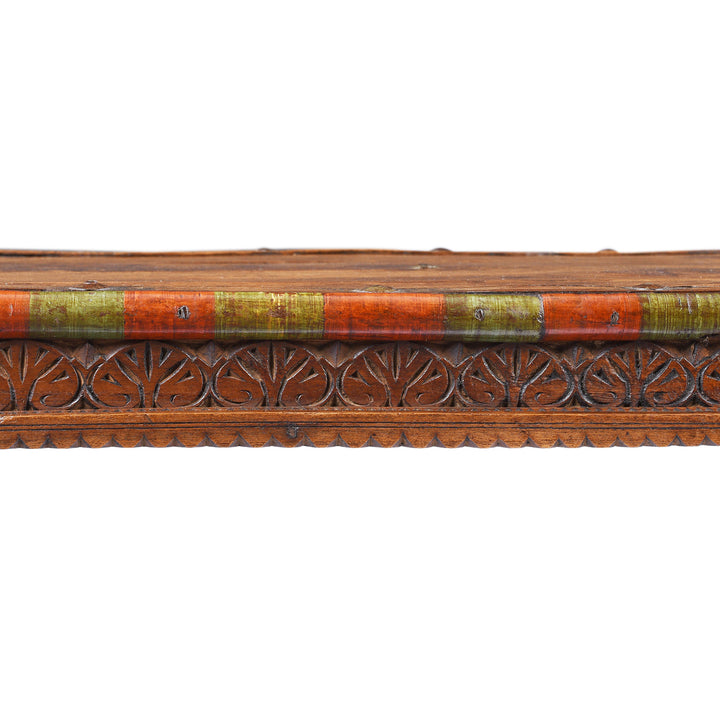 Beading And Carving Detail From Antique Indian Bajot Low Table From Shekhawati | Indigo Antiques