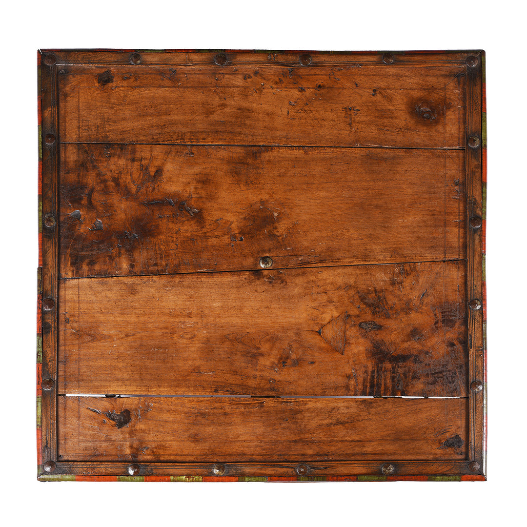 Top Down View Of Antique Indian Bajot Low Table From Shekhawati | Indigo Antiques