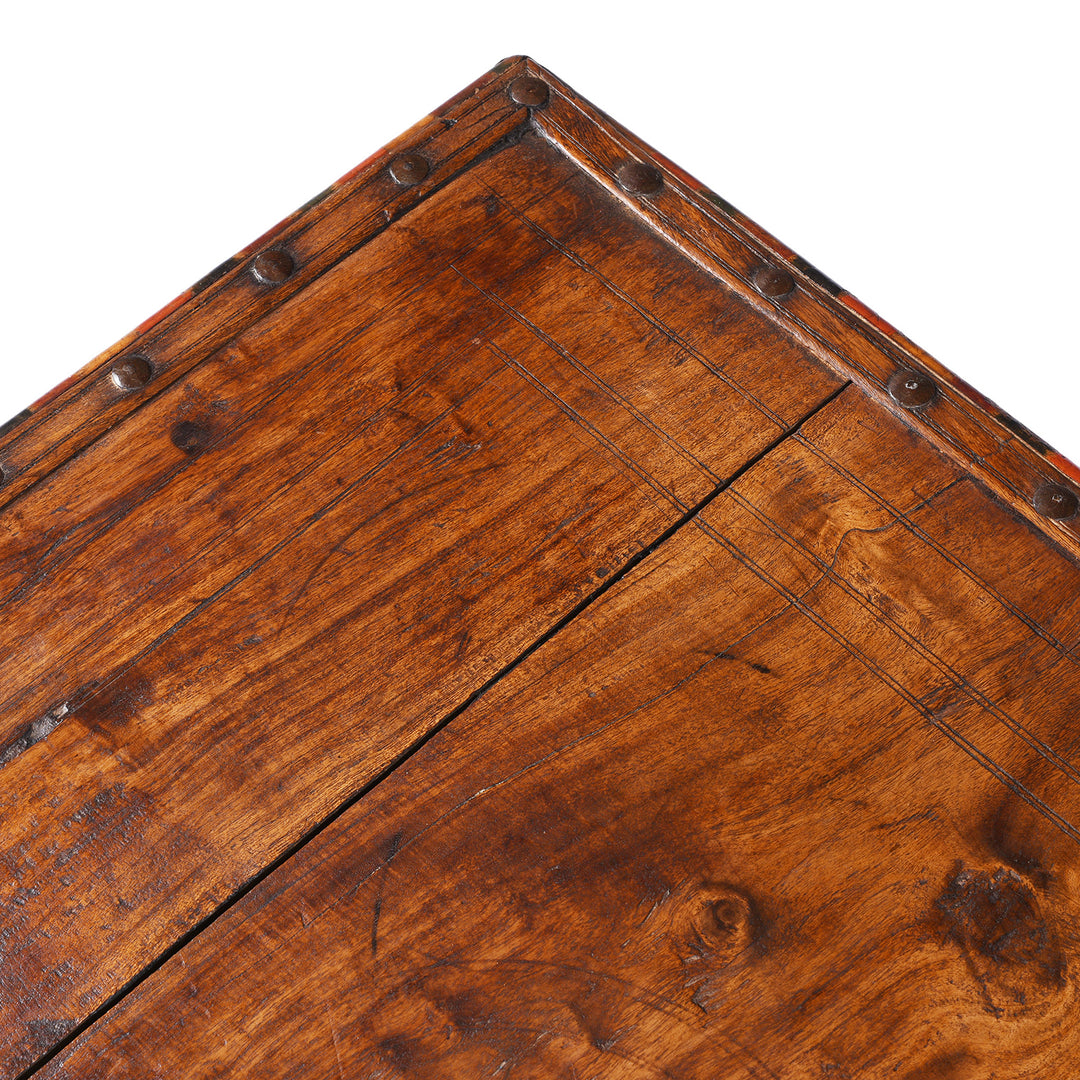 Top Down Detail From Square Bajot Low Table From Shekhawati  | Indigo Antiques