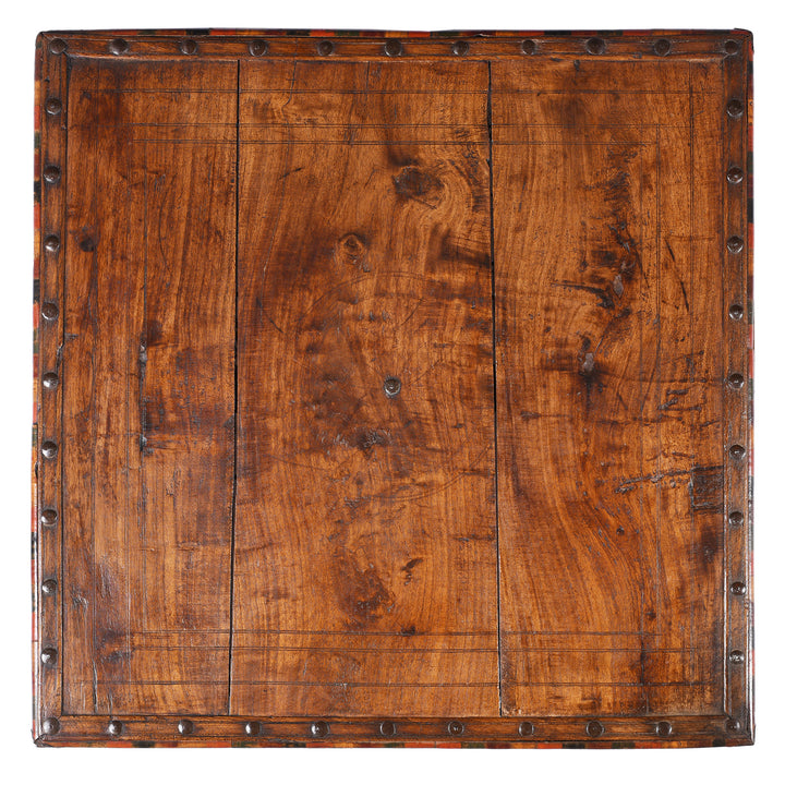 Top Down View Of Square Bajot Low Table From Shekhawati  | Indigo Antiques