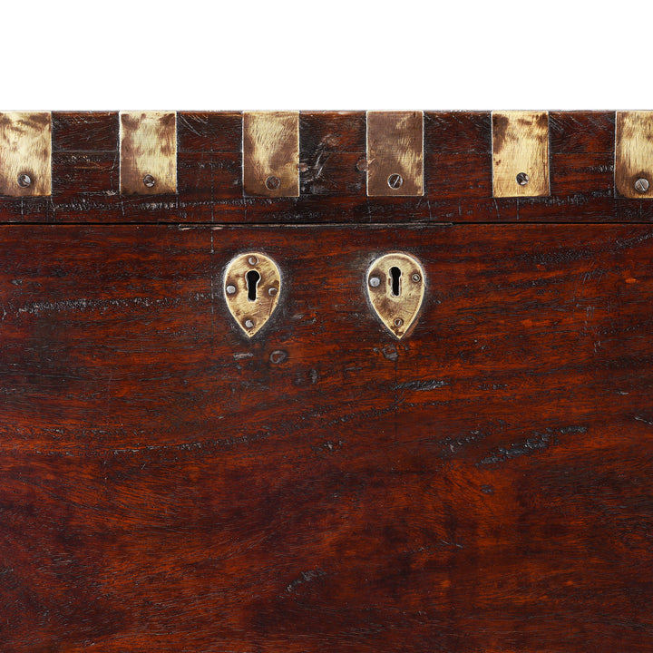 Lock Detail From Brass Bound Teak Chest From Shekhawati - 19th Century