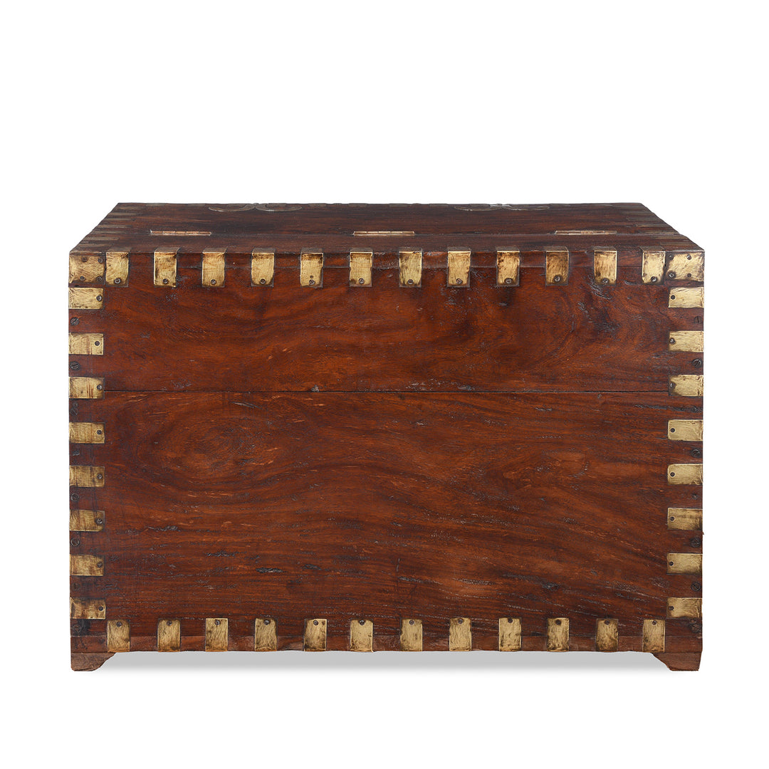 Back of Brass Bound Teak Chest From Shekhawati - 19th Century
